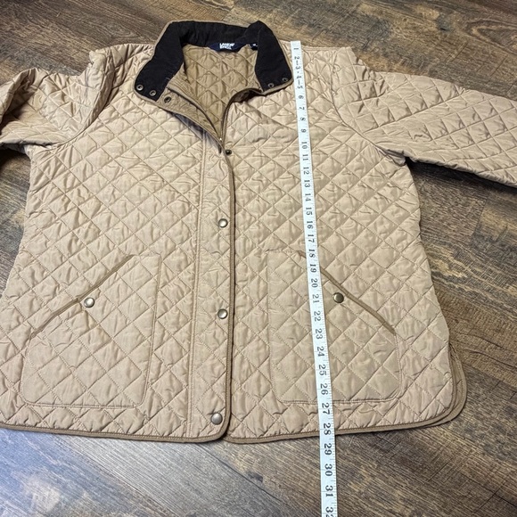 Lands' End Quilted Chore Barn Jacket Women Plus 1X 16W-18W Beige Tan Coat Zip - Picture 4 of 12